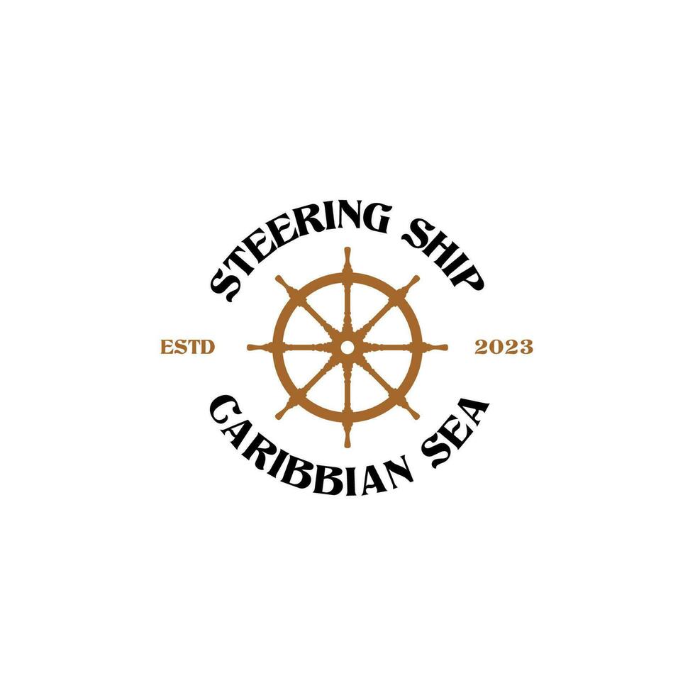 creatief stuurinrichting wiel gezagvoerder boot schip jacht kompas vervoer logo ontwerp vector