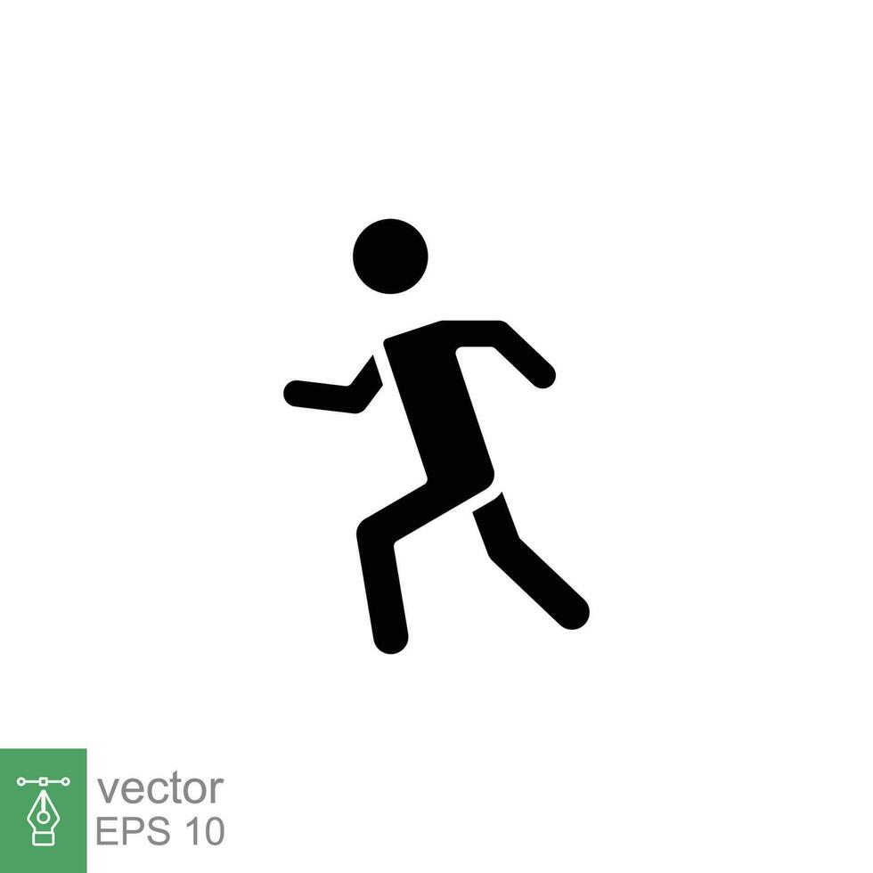 Mens rennen icoon. gemakkelijk solide stijl. loper, mensen, marathon, joggen, spoor, atleet, sport concept. zwart silhouet, glyph symbool. vector illustratie geïsoleerd Aan wit achtergrond. eps 10.