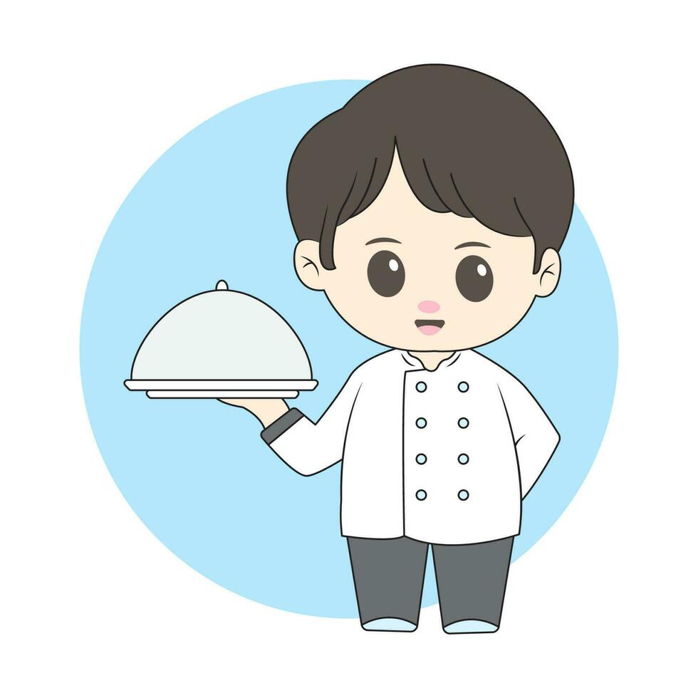 chibi jongen chef vector