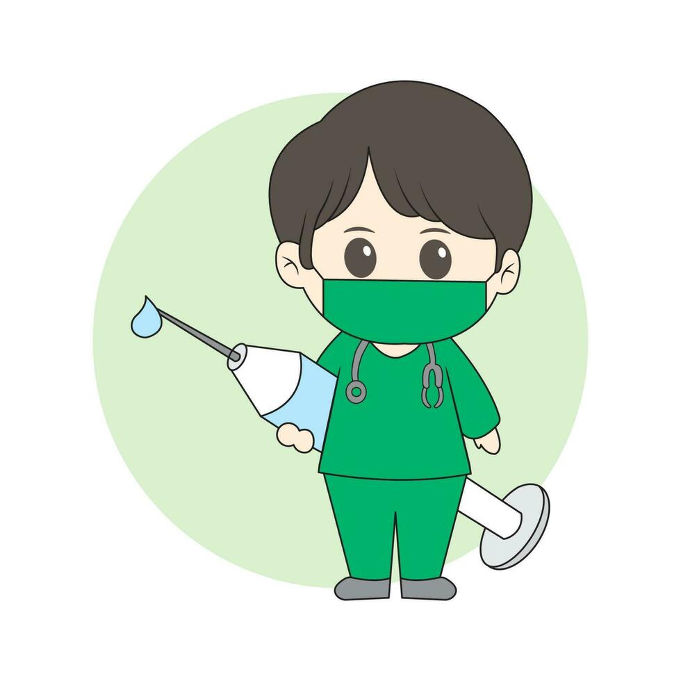 chibi jongen chirurgie dokter vector