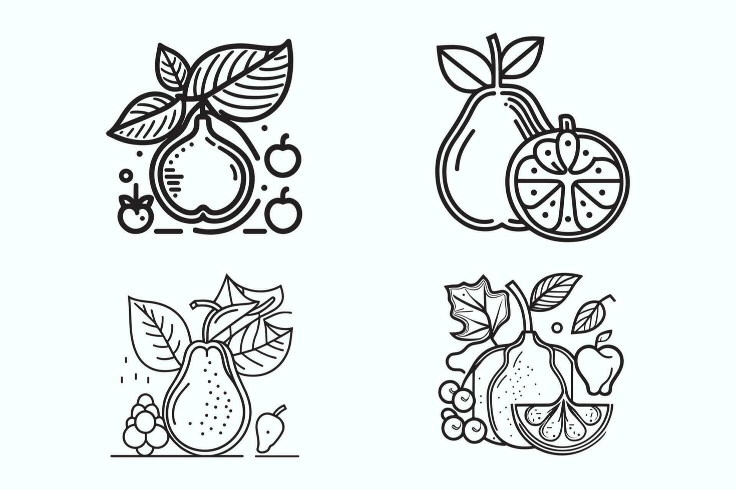 fruit icoon set, tekenfilm fruit geïsoleerd Aan wit achtergrond, gemakkelijk lijn kunst schets elementen verzameling, schoon gemakkelijk ontwerp vector