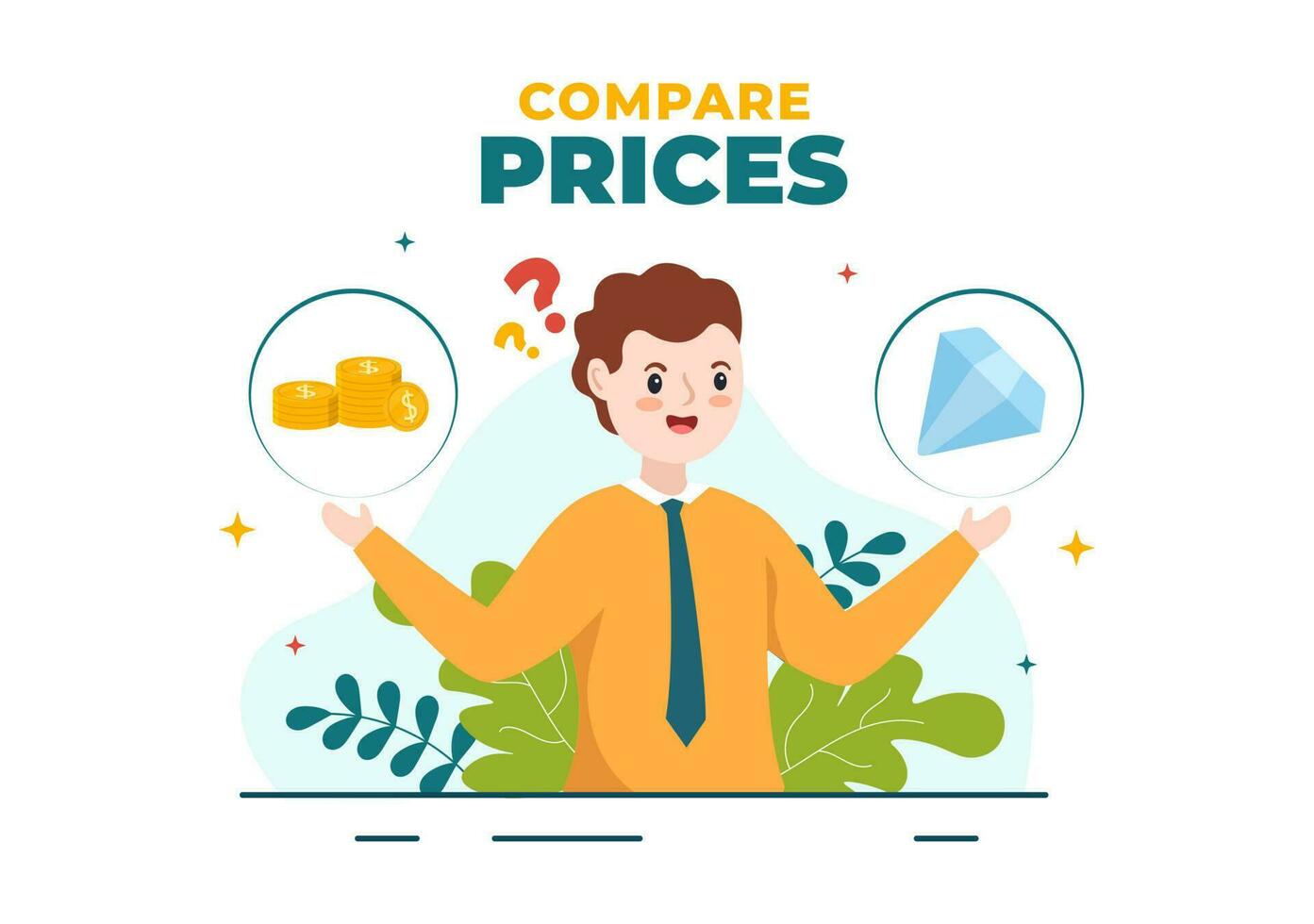 vergelijken prijzen vector illustratie van inflatie in economie, balans met prijs en waarde goederen in vlak tekenfilm hand- getrokken landen bladzijde Sjablonen