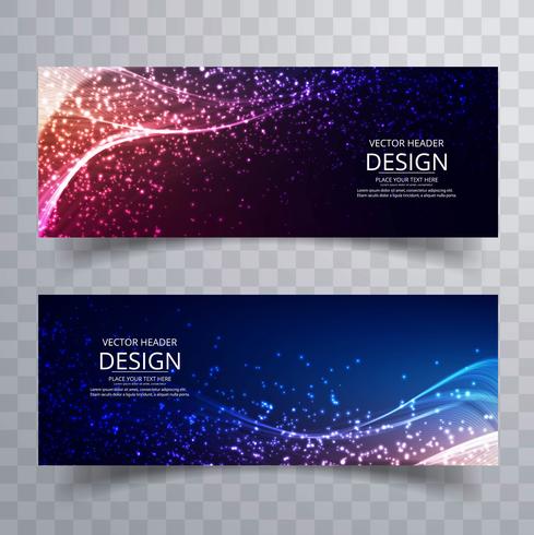 Abstracte kleurrijke glanzende glitters geplaatste banners vector