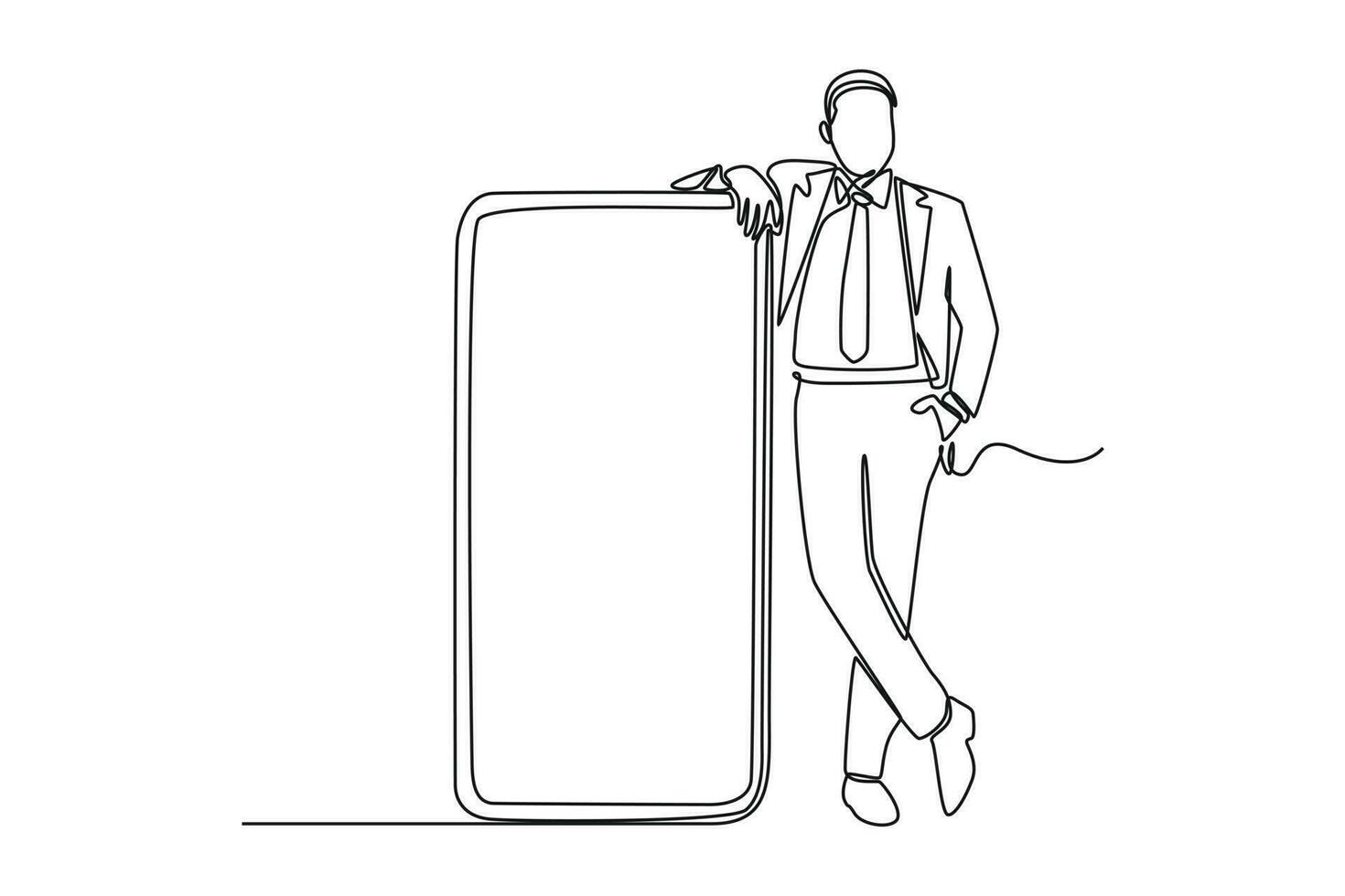 doorlopend een lijn tekening gelukkig mensen tonen mobiel telefoon schermen. Holding smartphone. smartphone concept. single lijn trek ontwerp vector grafisch illustratie.