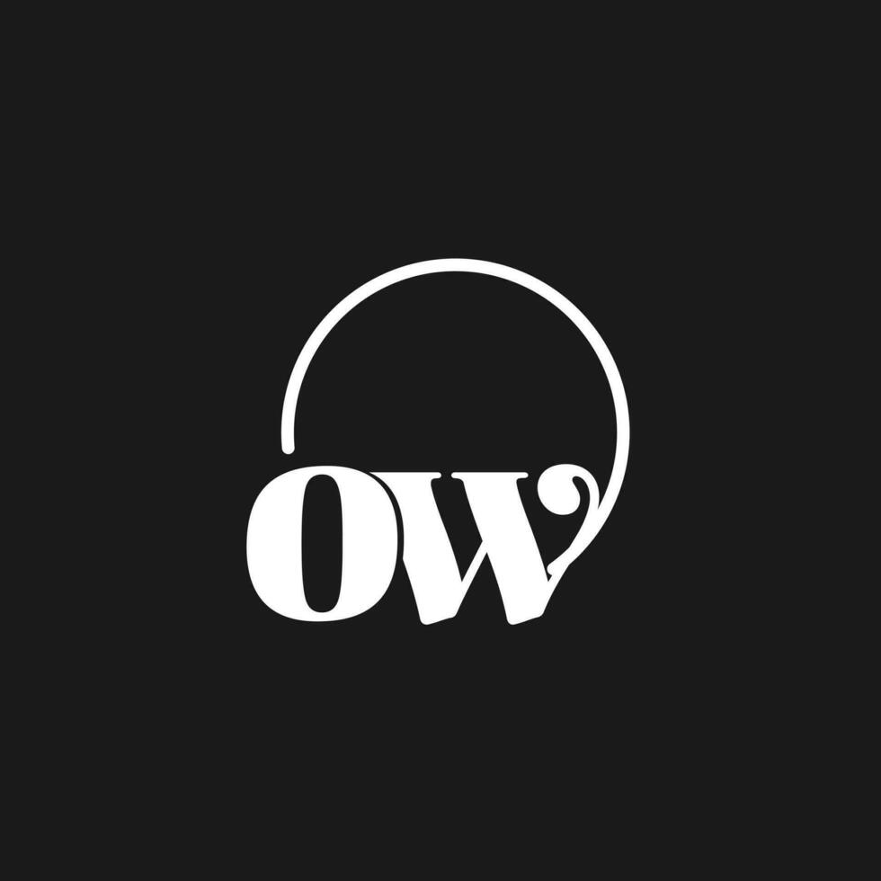 ow logo initialen monogram met circulaire lijnen, minimalistische en schoon logo ontwerp, gemakkelijk maar classy stijl vector