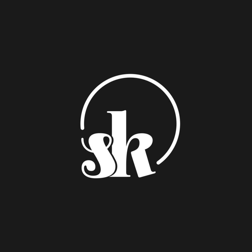sk logo initialen monogram met circulaire lijnen, minimalistische en schoon logo ontwerp, gemakkelijk maar classy stijl vector
