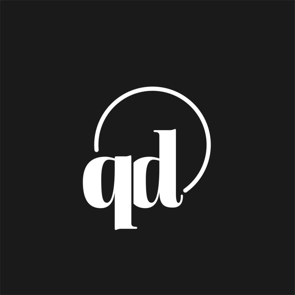 qd logo initialen monogram met circulaire lijnen, minimalistische en schoon logo ontwerp, gemakkelijk maar classy stijl vector