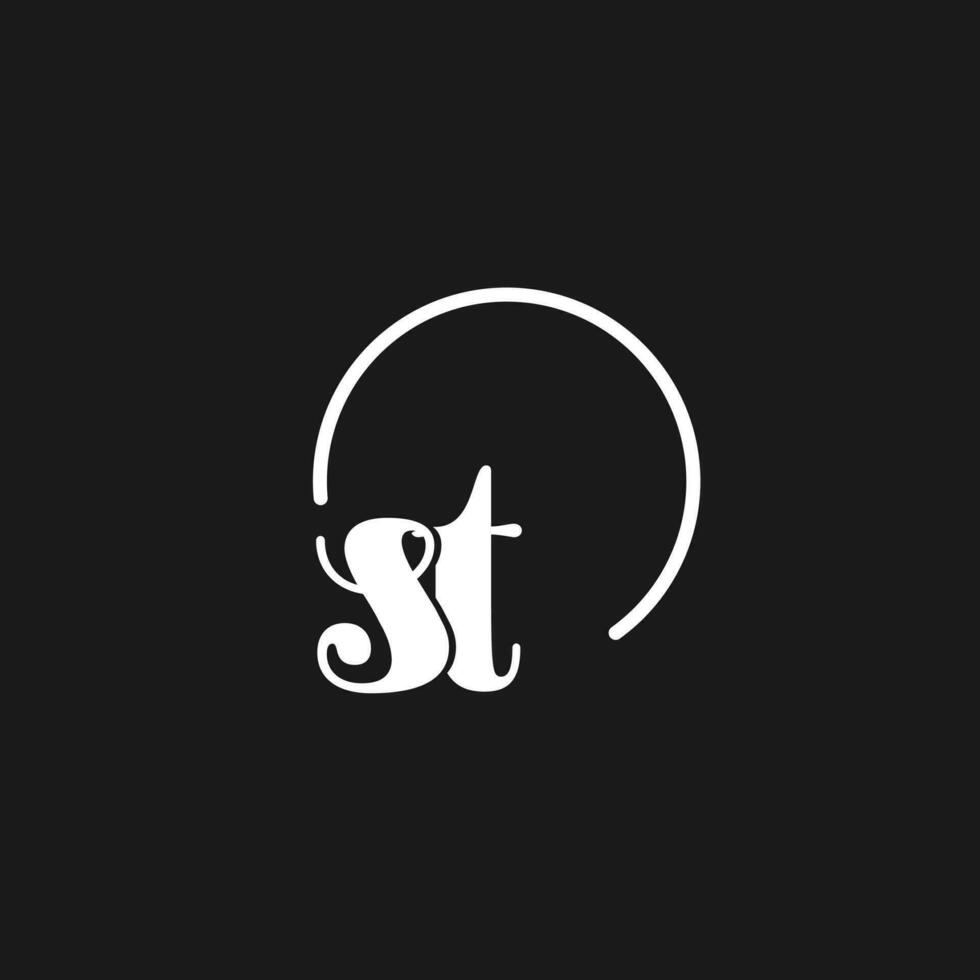st logo initialen monogram met circulaire lijnen, minimalistische en schoon logo ontwerp, gemakkelijk maar classy stijl vector