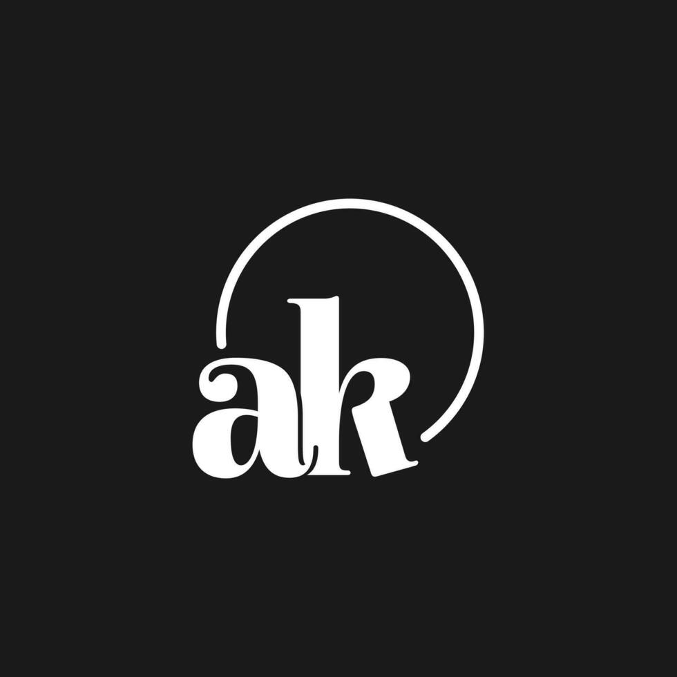 ak logo initialen monogram met circulaire lijnen, minimalistische en schoon logo ontwerp, gemakkelijk maar classy stijl vector