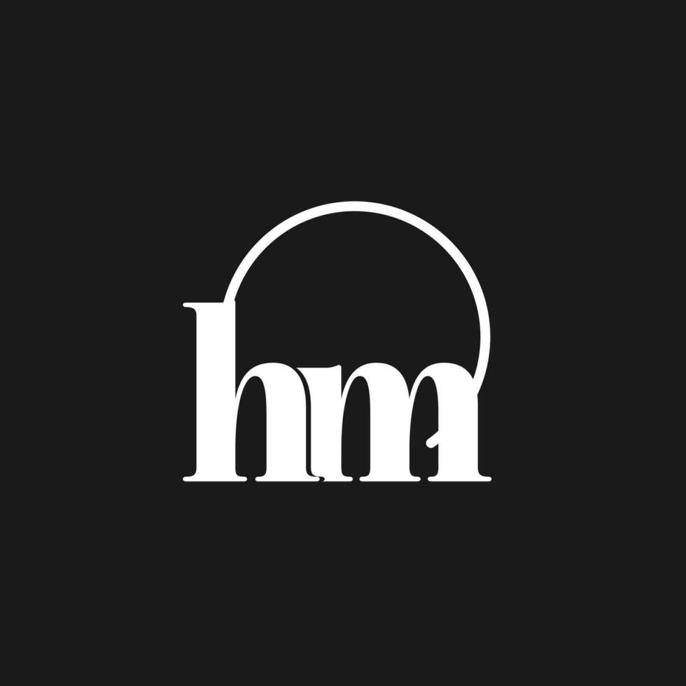 hm logo initialen monogram met circulaire lijnen, minimalistische en schoon logo ontwerp, gemakkelijk maar classy stijl vector
