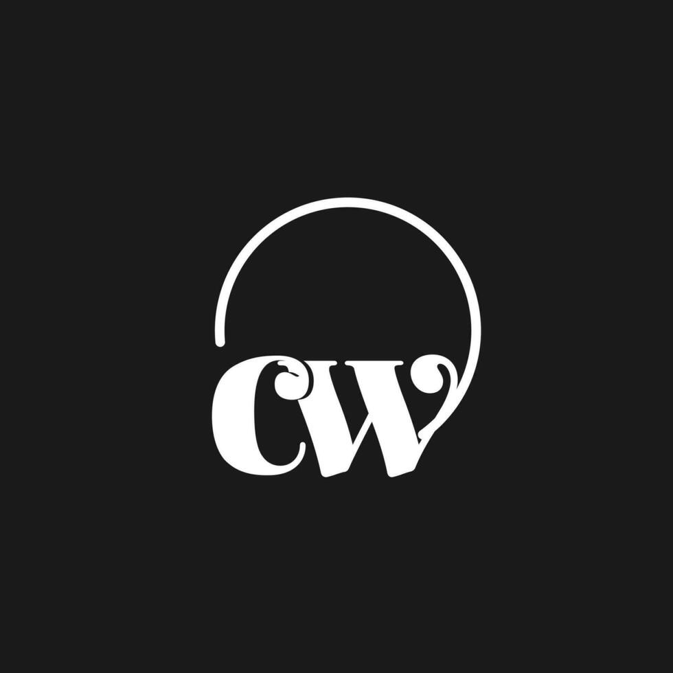 cw logo initialen monogram met circulaire lijnen, minimalistische en schoon logo ontwerp, gemakkelijk maar classy stijl vector