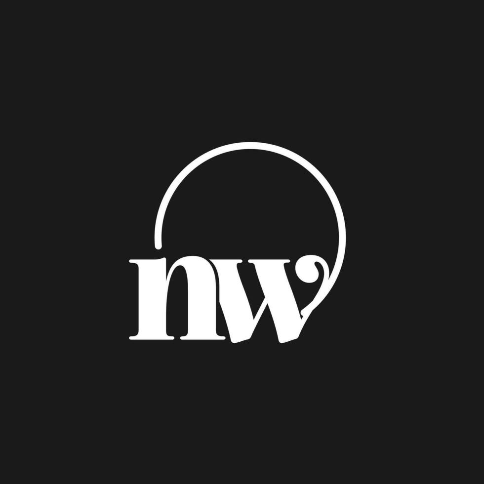 nw logo initialen monogram met circulaire lijnen, minimalistische en schoon logo ontwerp, gemakkelijk maar classy stijl vector