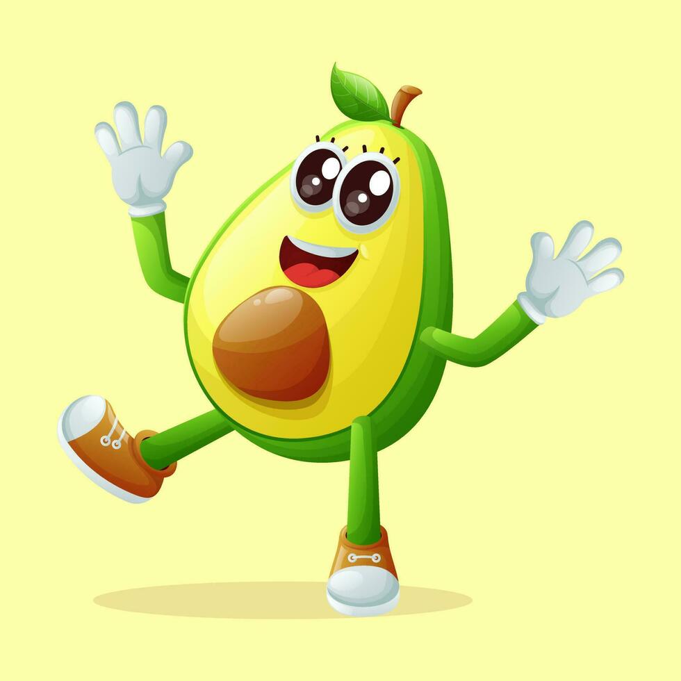 schattig avocado karakter glimlachen met een gelukkig uitdrukking vector