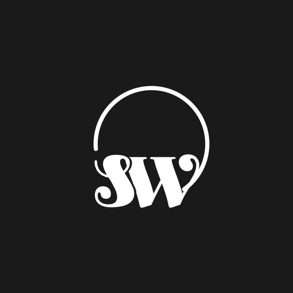 sw logo initialen monogram met circulaire lijnen, minimalistische en schoon logo ontwerp, gemakkelijk maar classy stijl vector