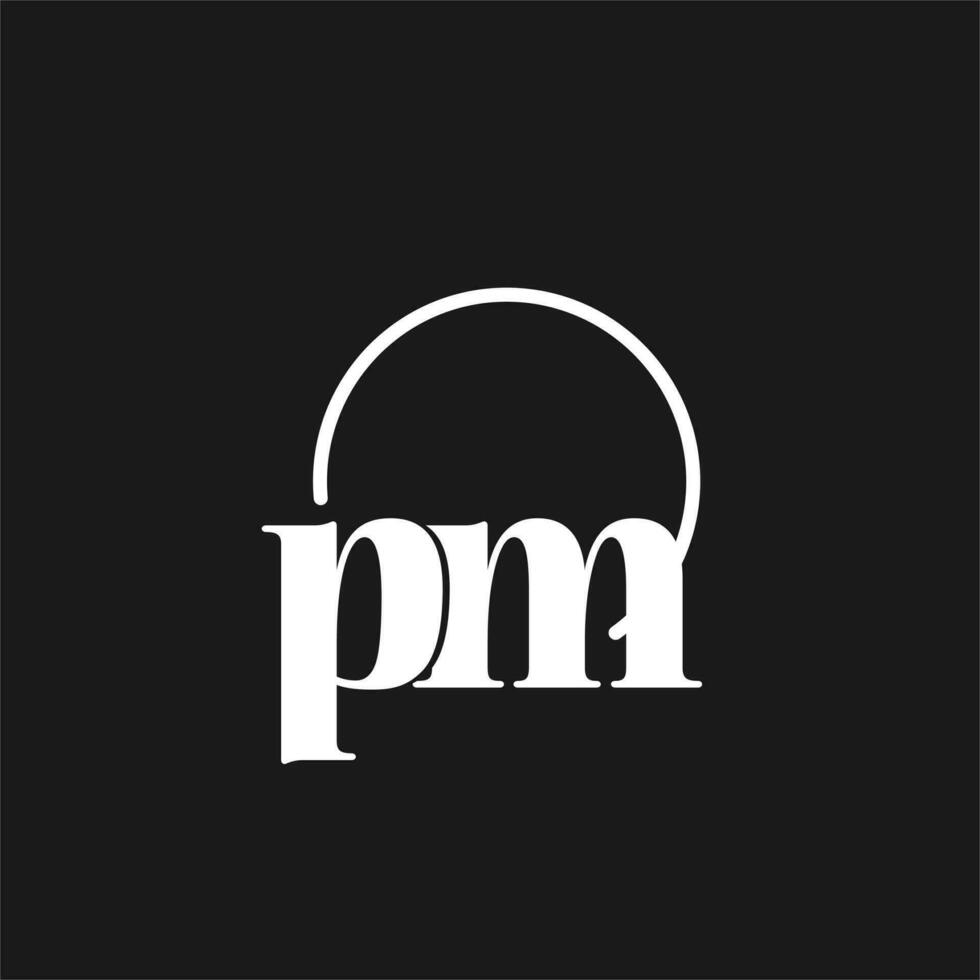 p.m logo initialen monogram met circulaire lijnen, minimalistische en schoon logo ontwerp, gemakkelijk maar classy stijl vector