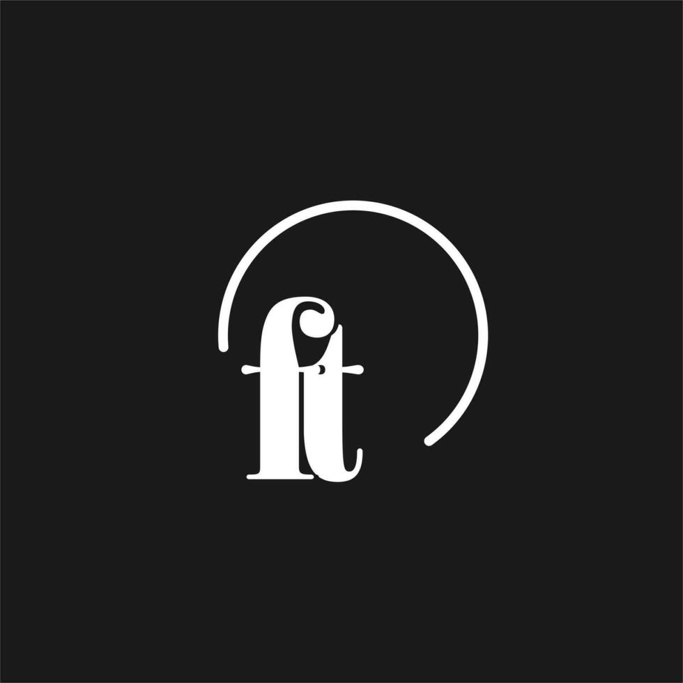 ft logo initialen monogram met circulaire lijnen, minimalistische en schoon logo ontwerp, gemakkelijk maar classy stijl vector