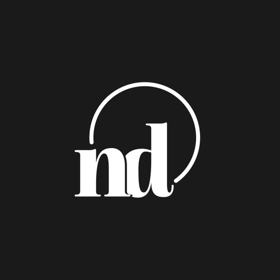 nd logo initialen monogram met circulaire lijnen, minimalistische en schoon logo ontwerp, gemakkelijk maar classy stijl vector