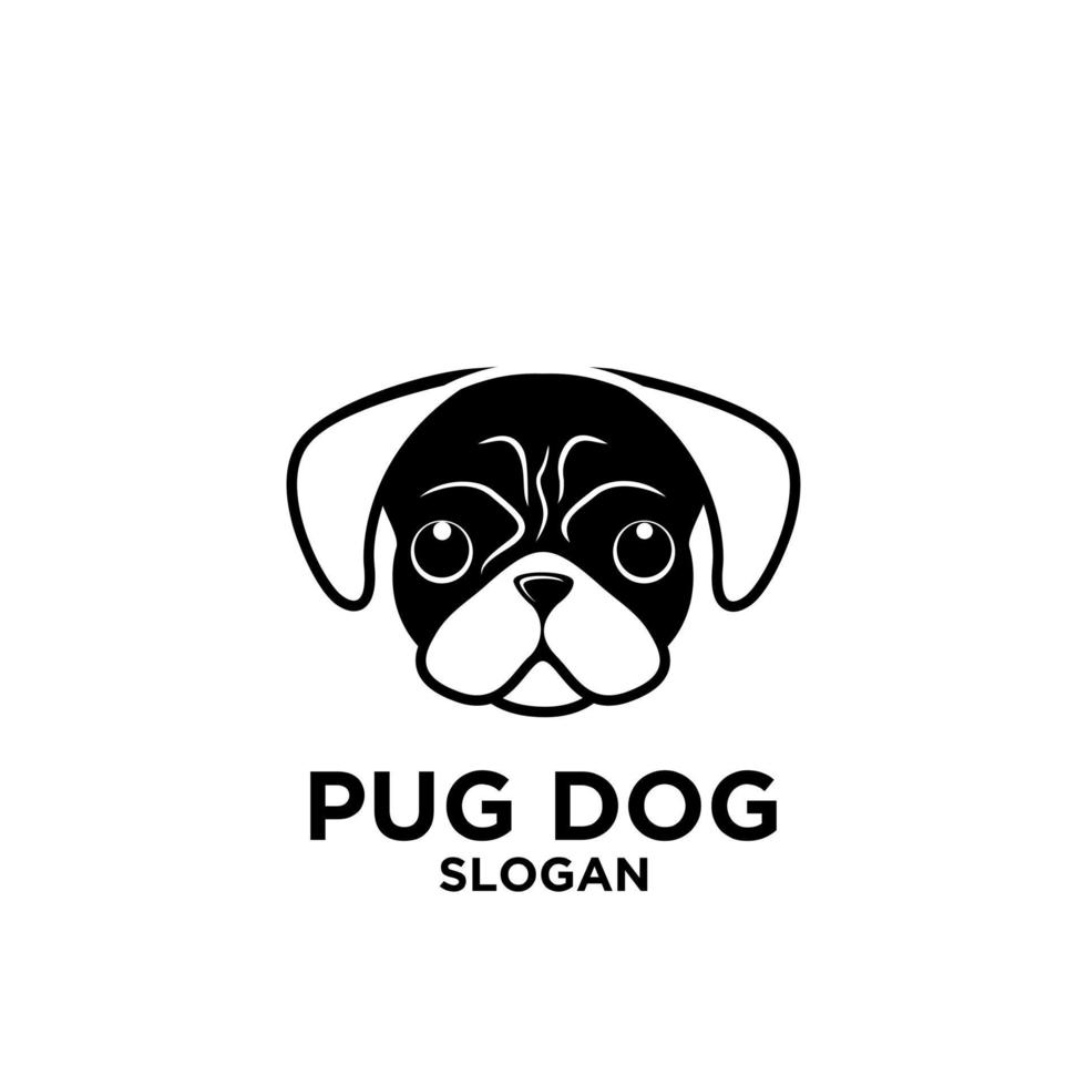 schattige pug hoofd hond logo pictogram illustratie vector