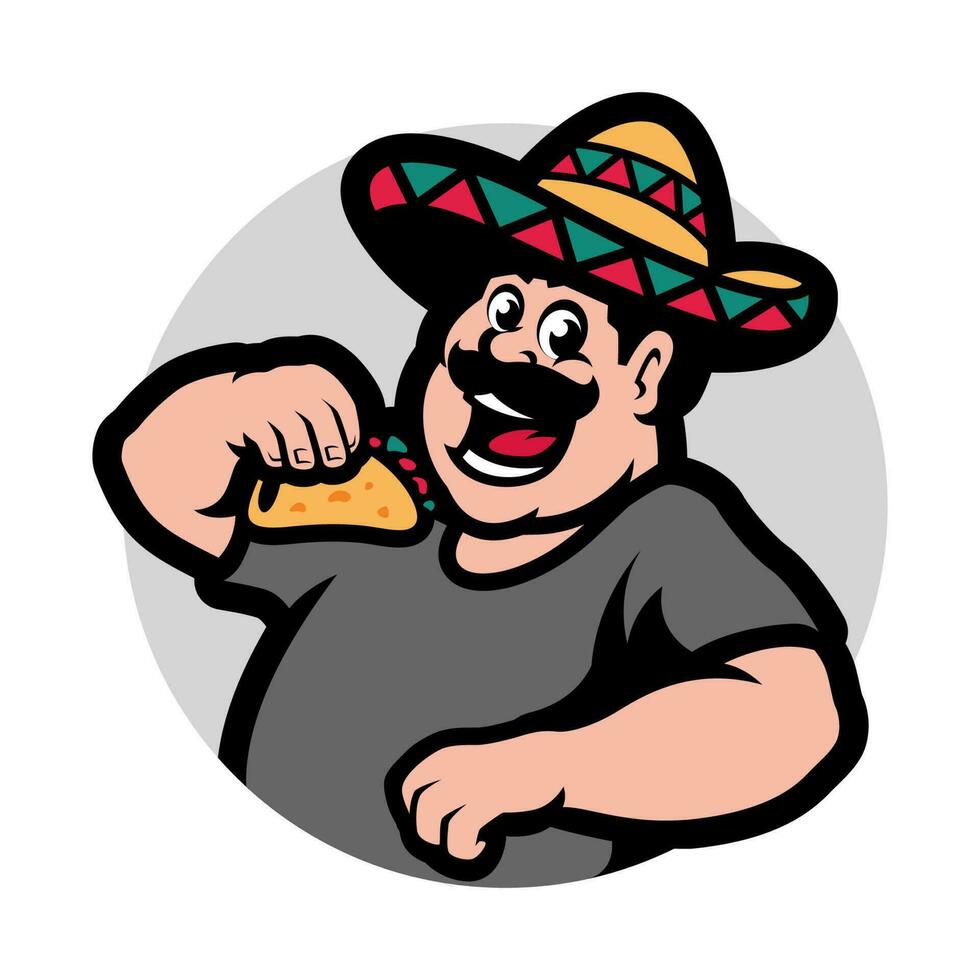 Mexicaans aan het eten taco tekenfilm illustratie vector