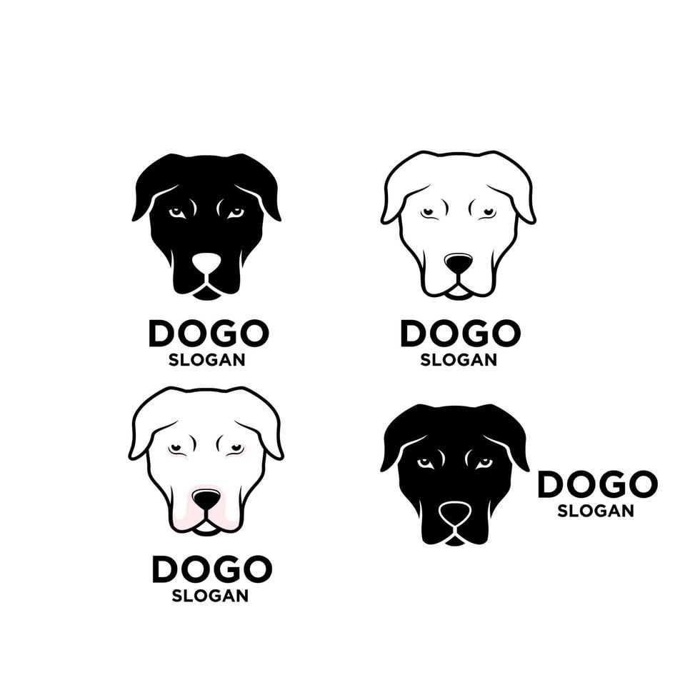 collectie dogo argentino hond hoofd zwart wit vector logo pictogram illustratie ontwerp instellen