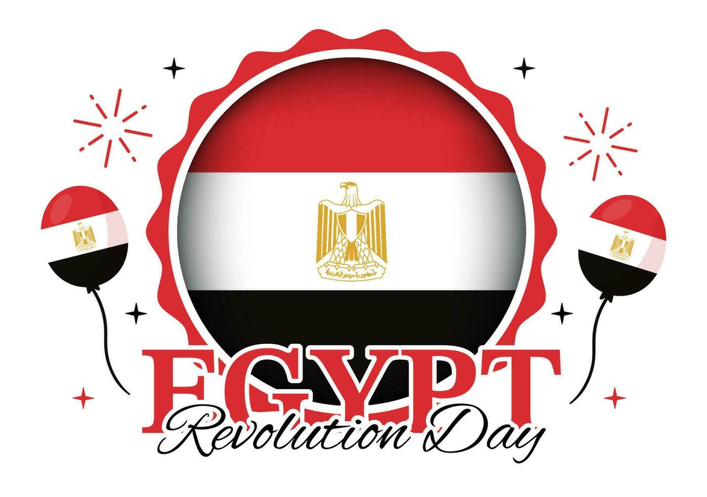 Egypte revolutie dag vector illustratie Aan juli 23 met golvend vlag achtergrond in nationaal vakantie vlak tekenfilm hand- getrokken landen bladzijde Sjablonen