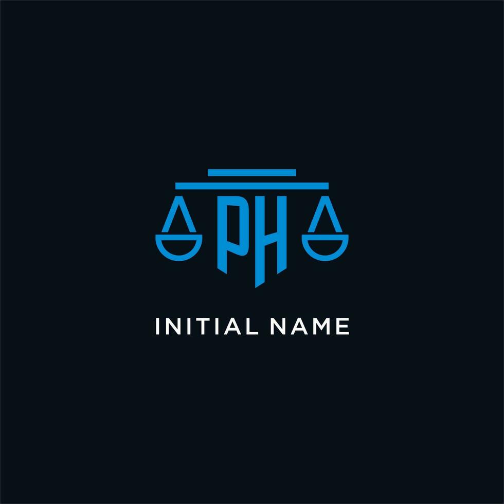 ph monogram eerste logo met balans van gerechtigheid icoon ontwerp inspiratie vector