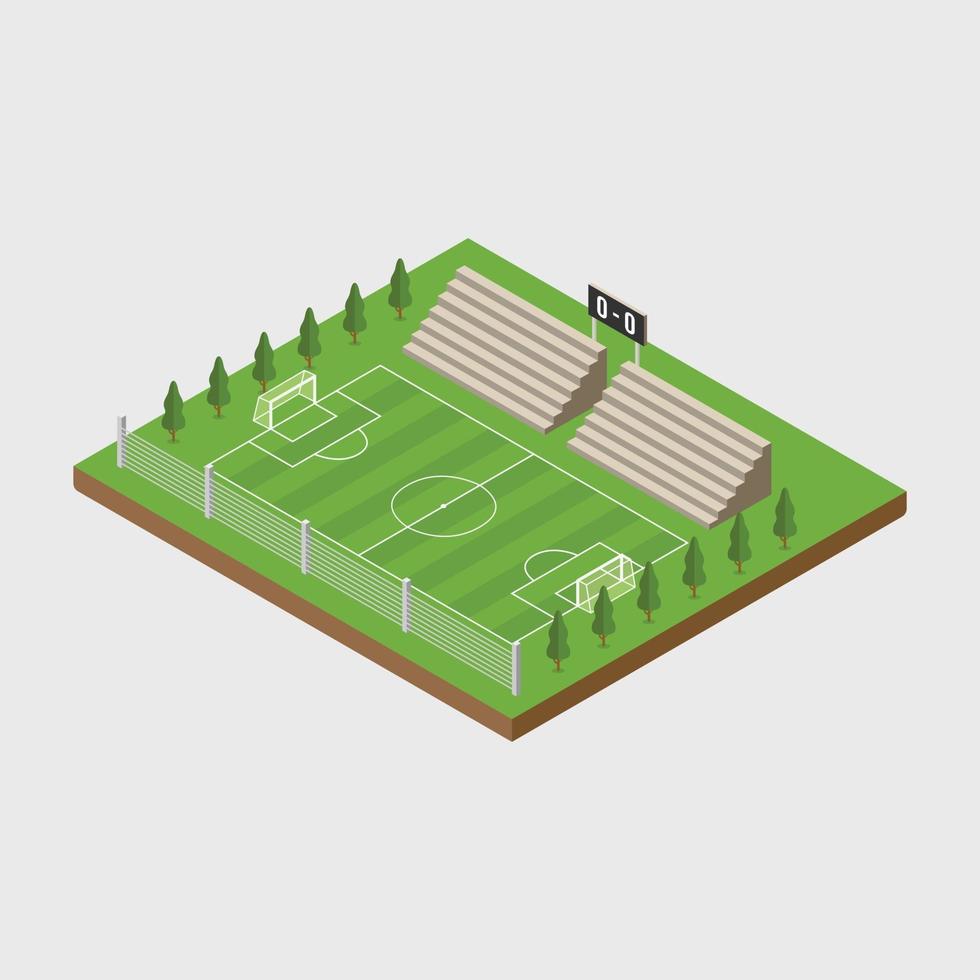 isometrische voetbalveld stadiongebouw voor voetbalsport geïsoleerd vector