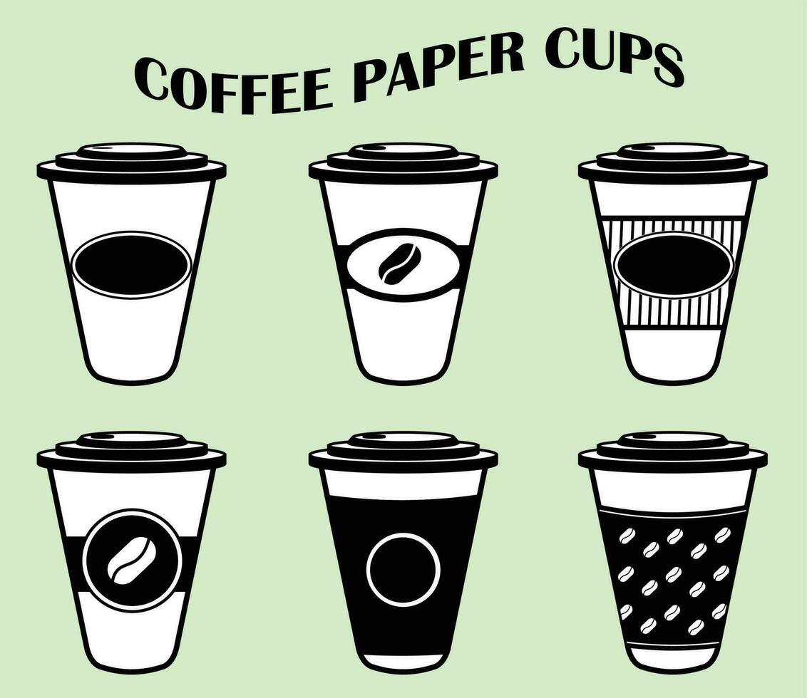 koffie kop papier zwart en wit vector