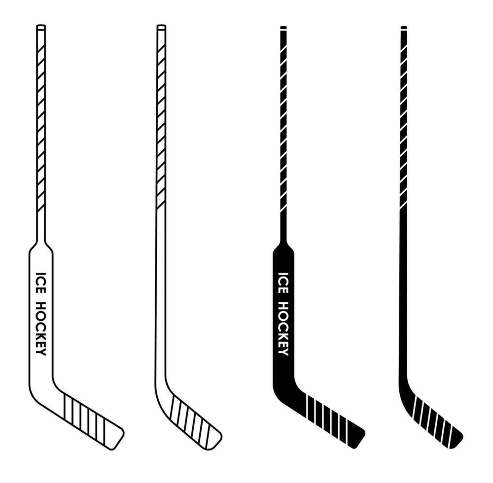 reeks van ijs hockey stokken, Clubs voor voor doelman en veld- speler. hockey sport- apparatuur. actief levensstijl. vector