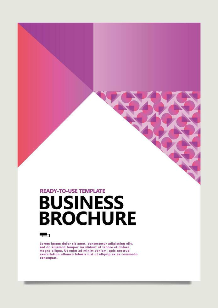 vector bedrijf brochure gebruik makend van zacht roze en Purper helling en meetkundig patroon. geschikt voor boek, tijdschrift, catalogus, sjabloon, jaar- rapport, en publicatie.