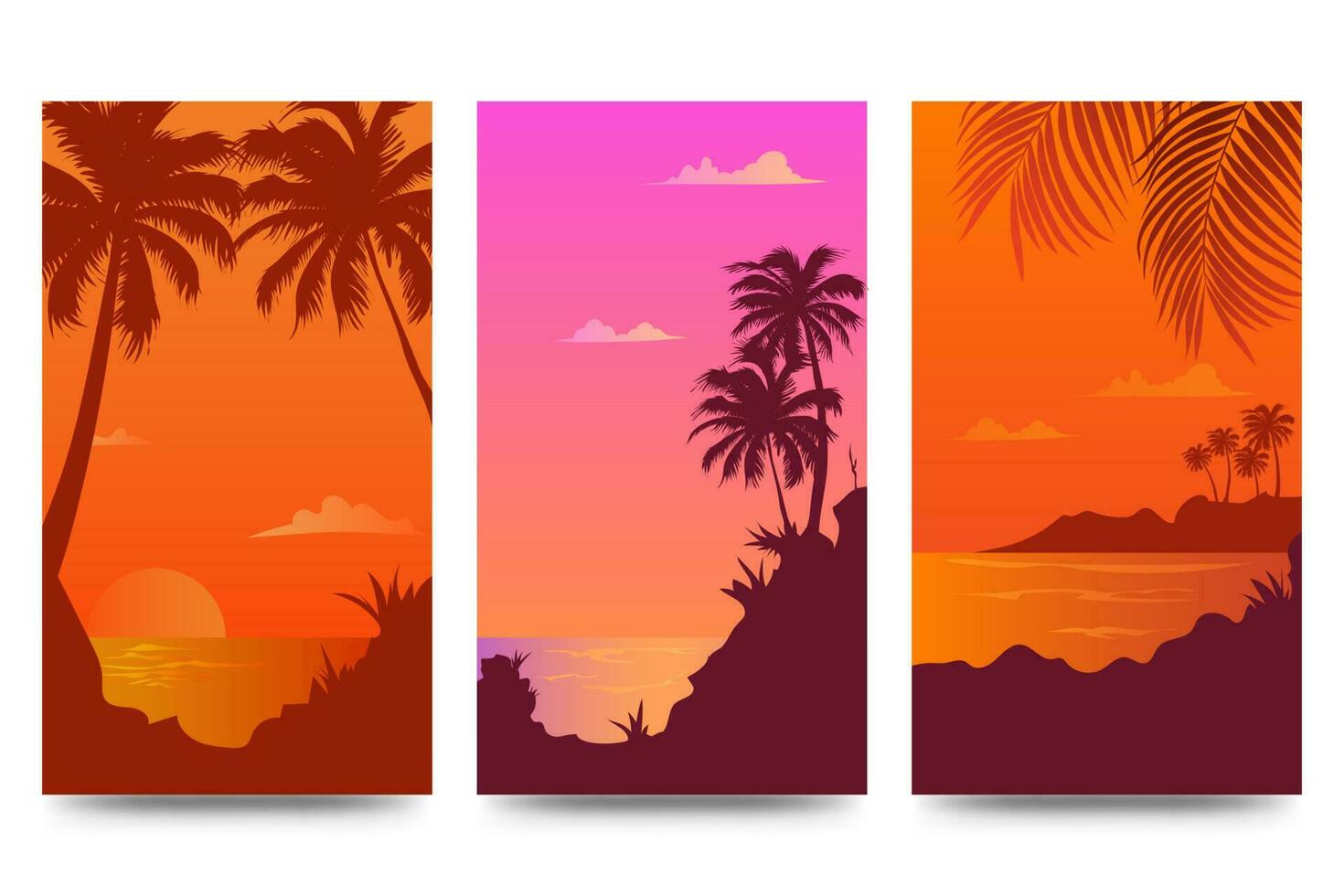 zomer zonsondergang achtergrond. sociaal media verhalen ontwerp Sjablonen vector