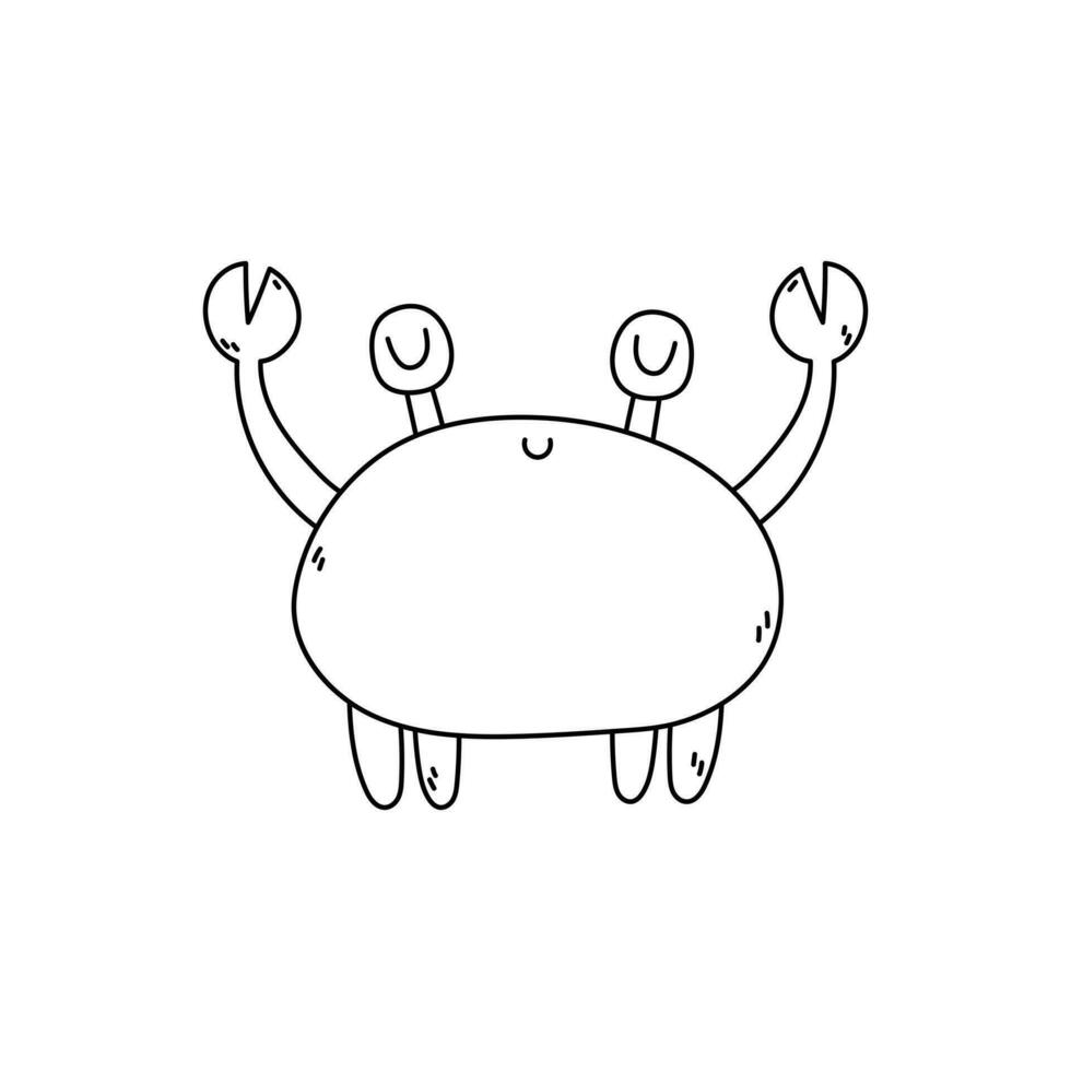 tekening krab. vector illustratie van een krab in zwart en wit