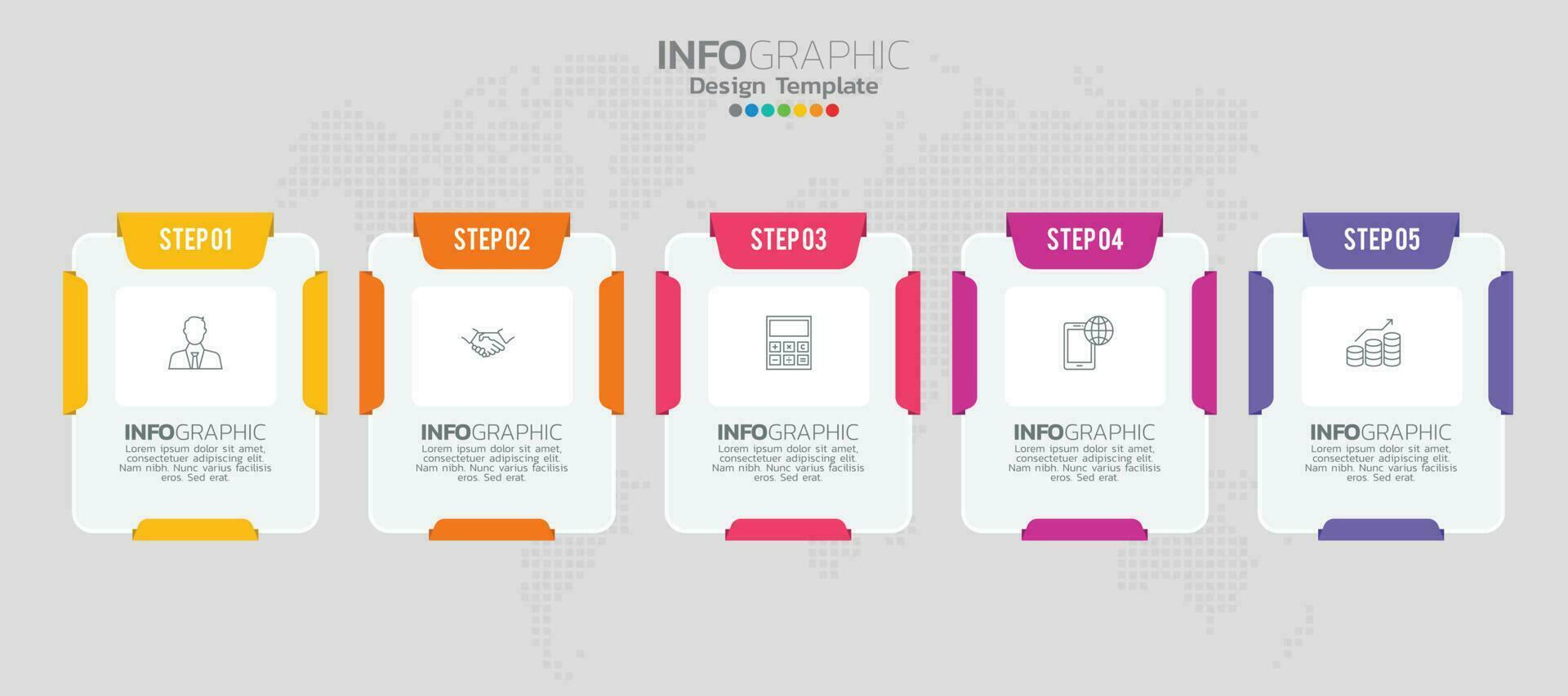 tijdlijn ontworpen voor bedrijf, presentaties, web ontwerp, koppel, diagrammen met 5 stappen vector