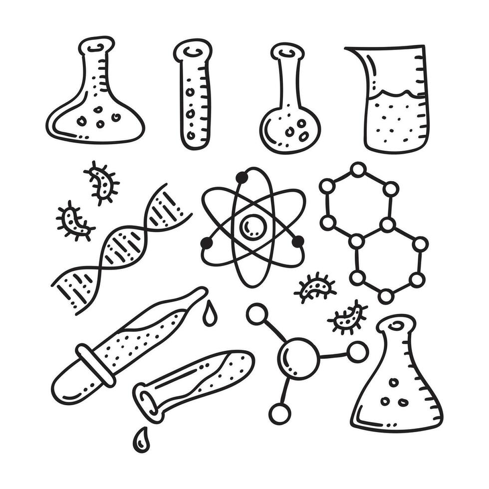 hand- getrokken chemie en wetenschap icoon vector