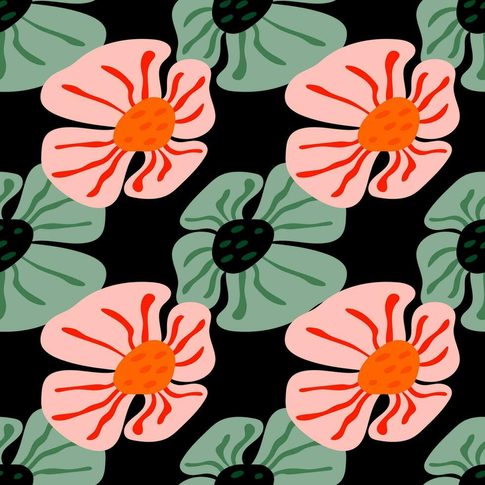 hedendaags groot knop bloem naadloos patroon. schattig gestileerde bloemen achtergrond. vector