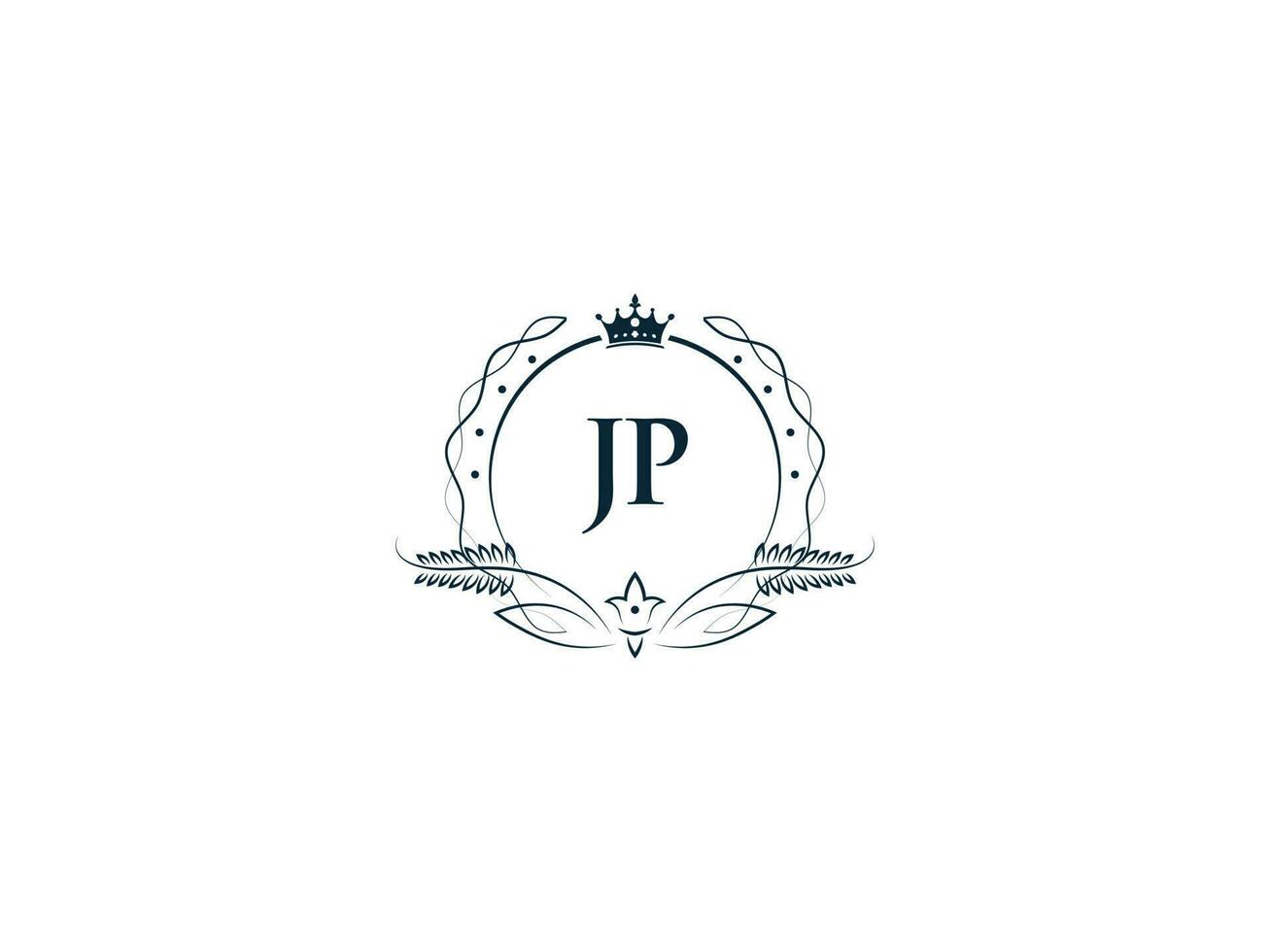 monogram jp vrouwelijk bedrijf logo ontwerp, luxe jp pj Koninklijk kroon logo icoon vector