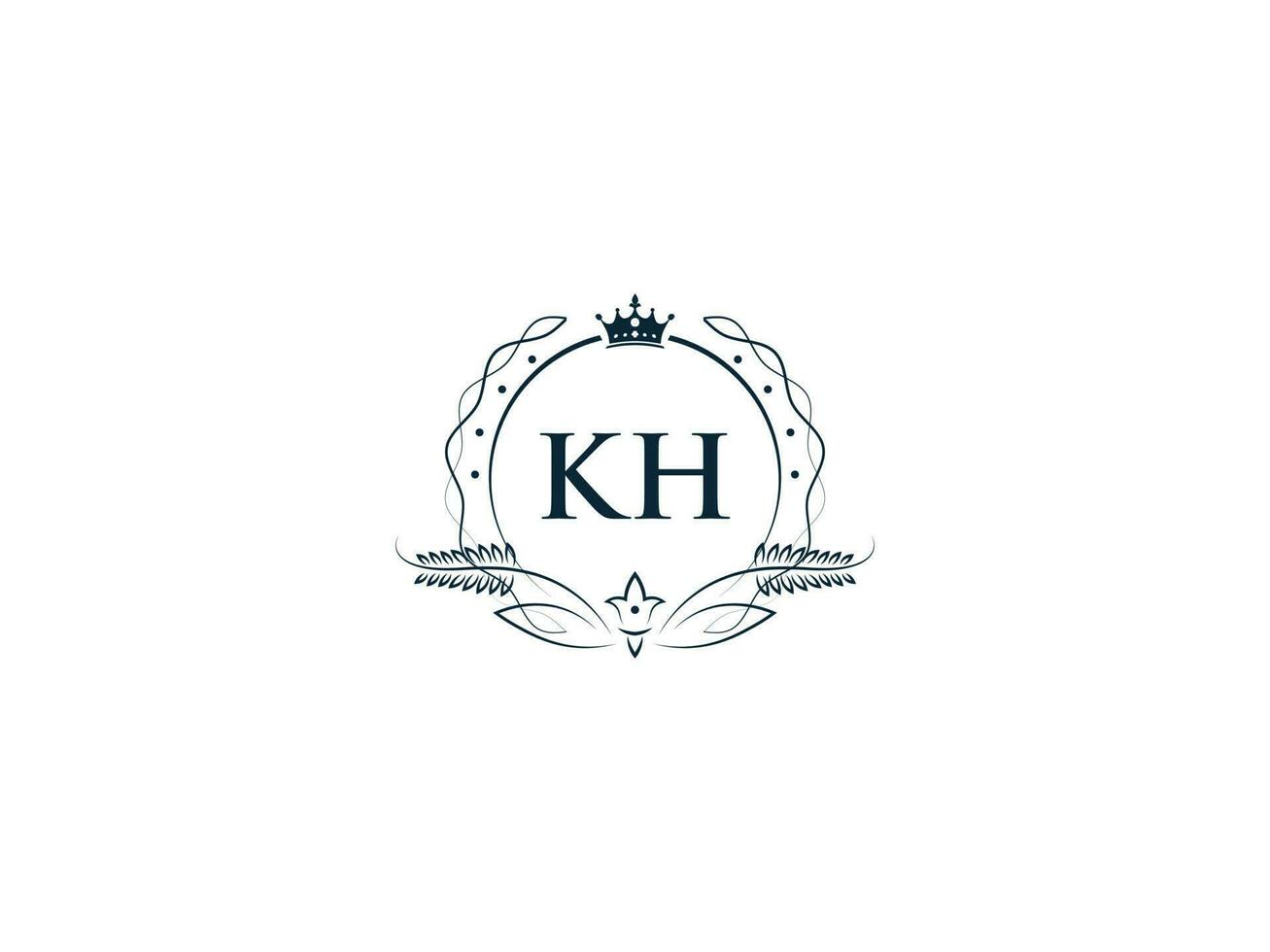 alfabet kroon kh vrouwelijk logo elementen, eerste luxe kh hk brief logo sjabloon vector