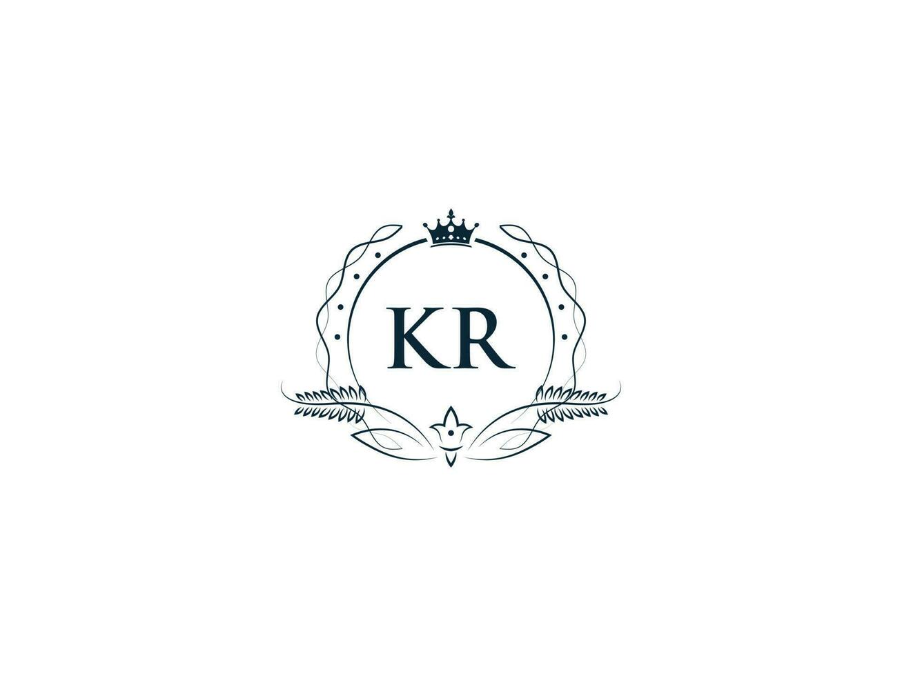 alfabet kroon kr vrouwelijk logo elementen, eerste luxe kr rk brief logo sjabloon vector