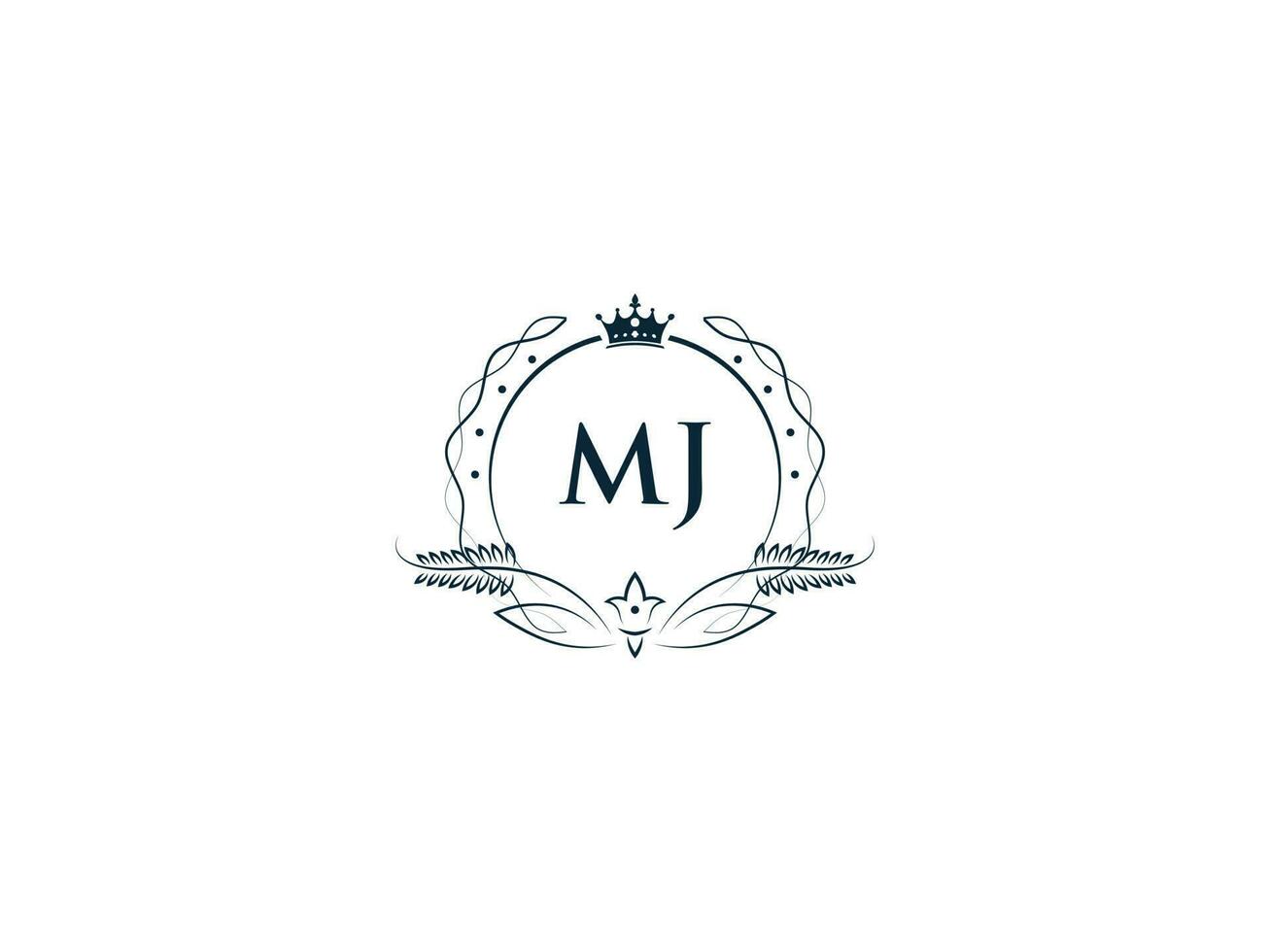 monogram mj luxe kroon logo, creatief vrouwelijk mj jm logo brief icoon vector