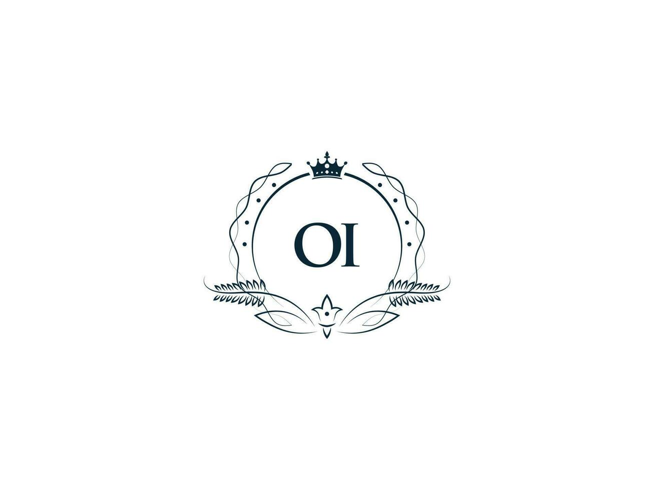 minimalistische oi vrouwelijk logo maker, alfabet oi io logo brief vector kroon