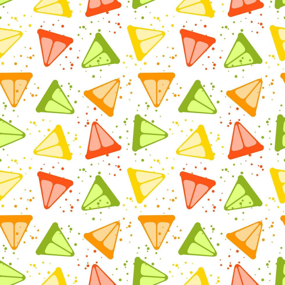 abstract kleurrijk citrus plakjes en spatten naadloos patroon. sappig zomer achtergrond. kinderen grappig schattig structuur voor omslag, menu, banier, kleding stof, omhulsel papier, partij ontwerp. vector illustratie.