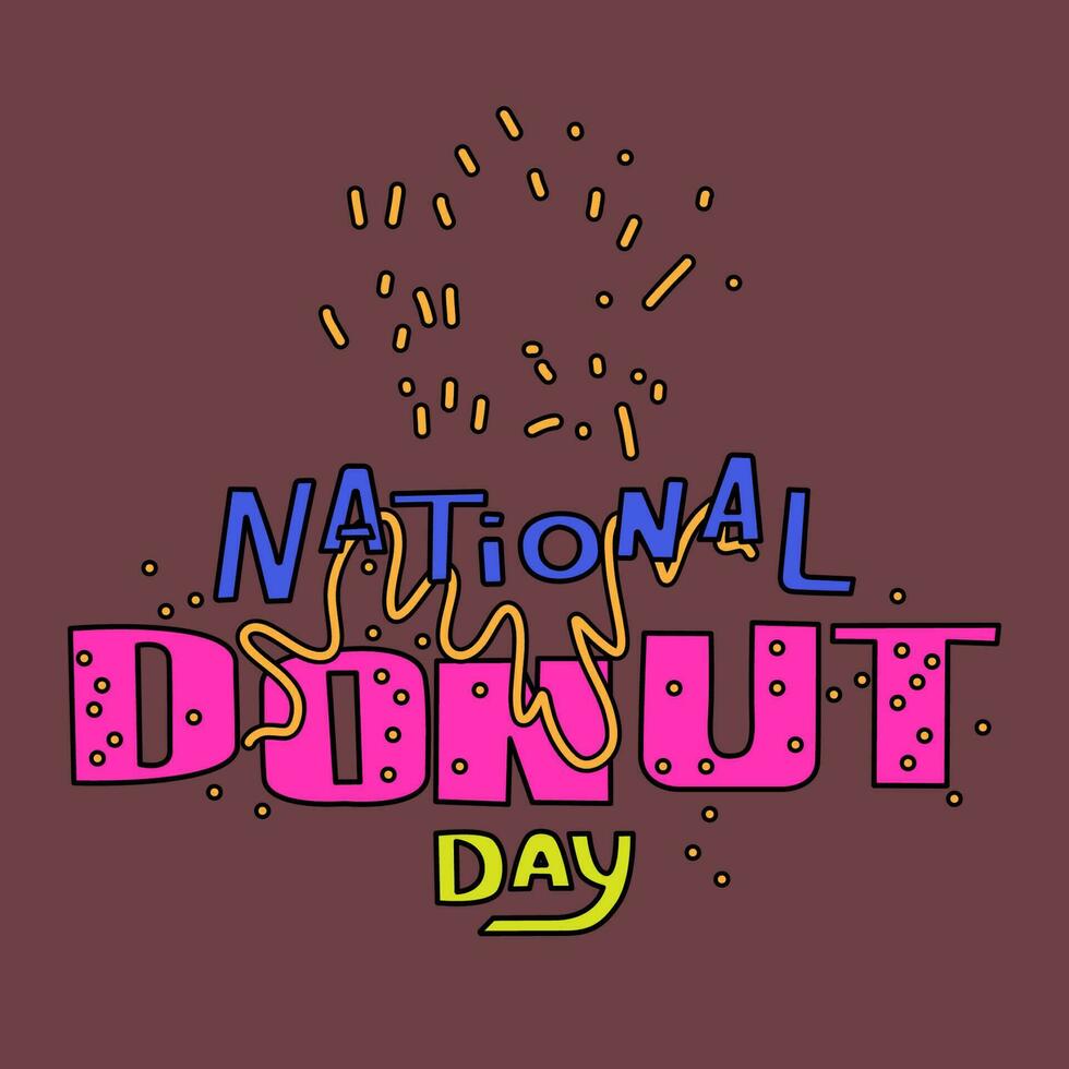 tekening grappig belettering voor donut liefhebbers. helder donut brieven. belettering voor nationaal donut dag vector