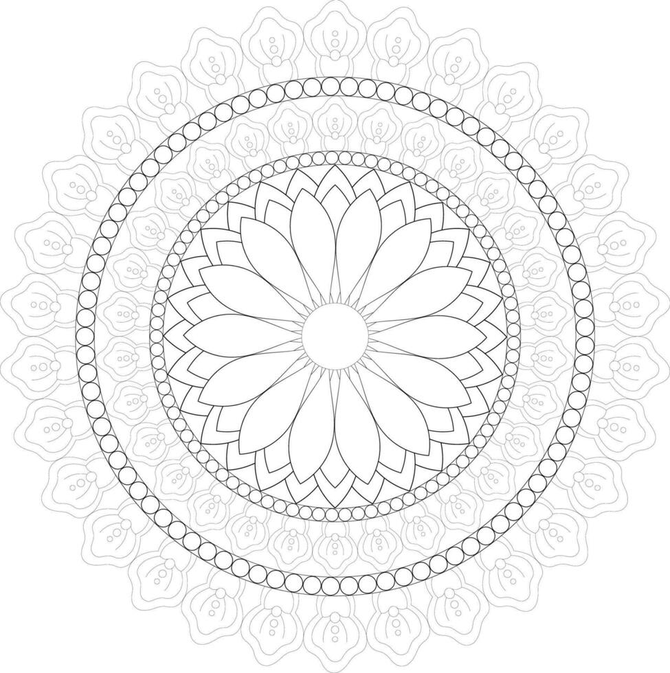 vector tekening voor kleur boek. meetkundig bloemen patroon. contour tekening Aan een wit achtergrond. mandala