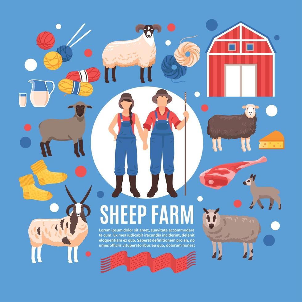 schapen fokken boerderij poster vectorillustratie vector