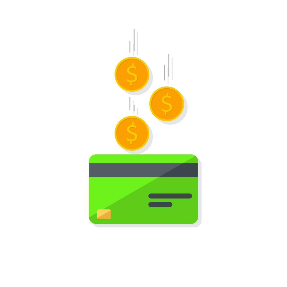 contant geld krijgen een bank kaart groen - schaduw icoon vector geïsoleerd. cashback onderhoud en online geld terugbetaling. concept van overdracht geld, e-commerce, besparing account.