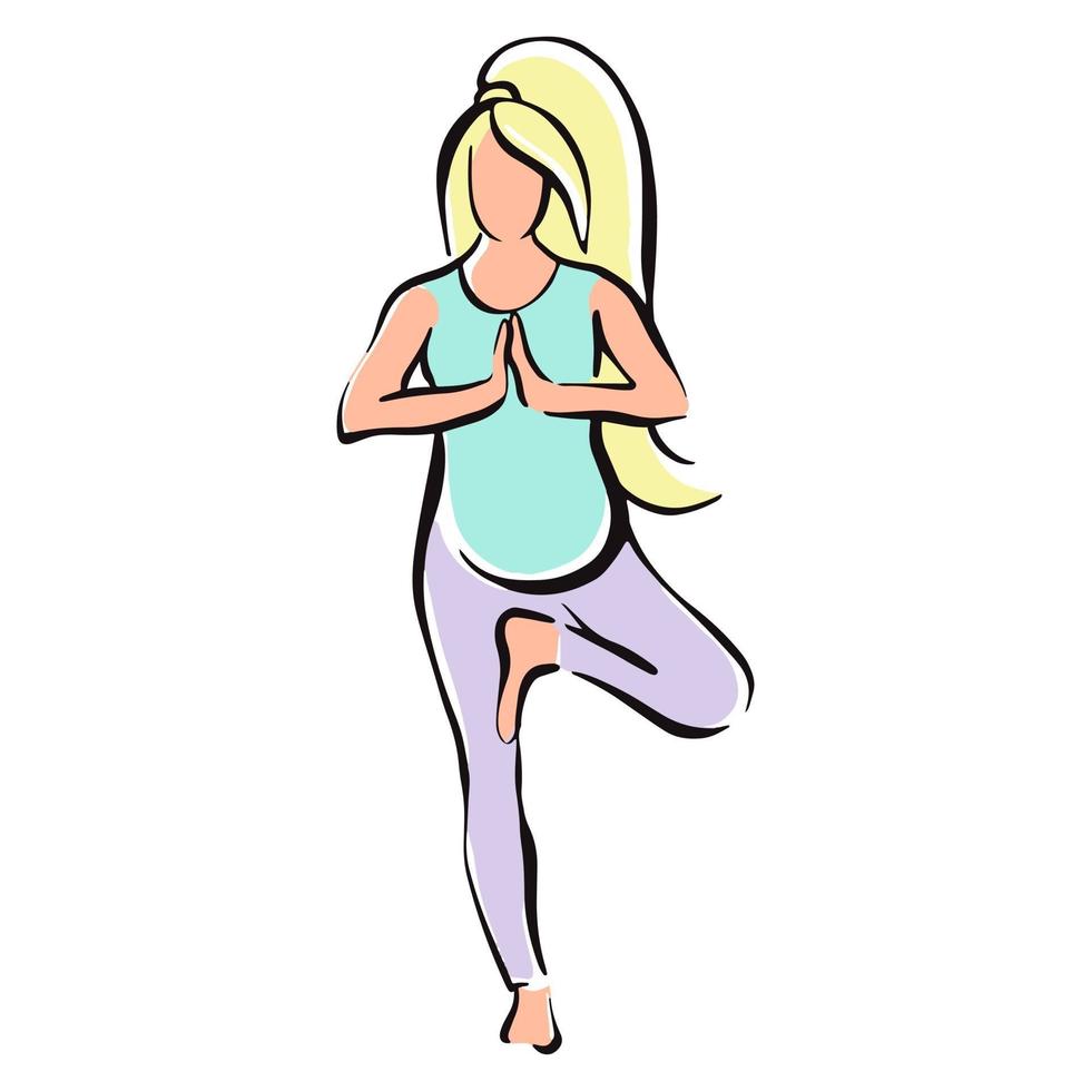 zwanger meisje doet yoga voor zwangere vrouwen. fitness, sport voor zwangere vrouwen. vector illustratie