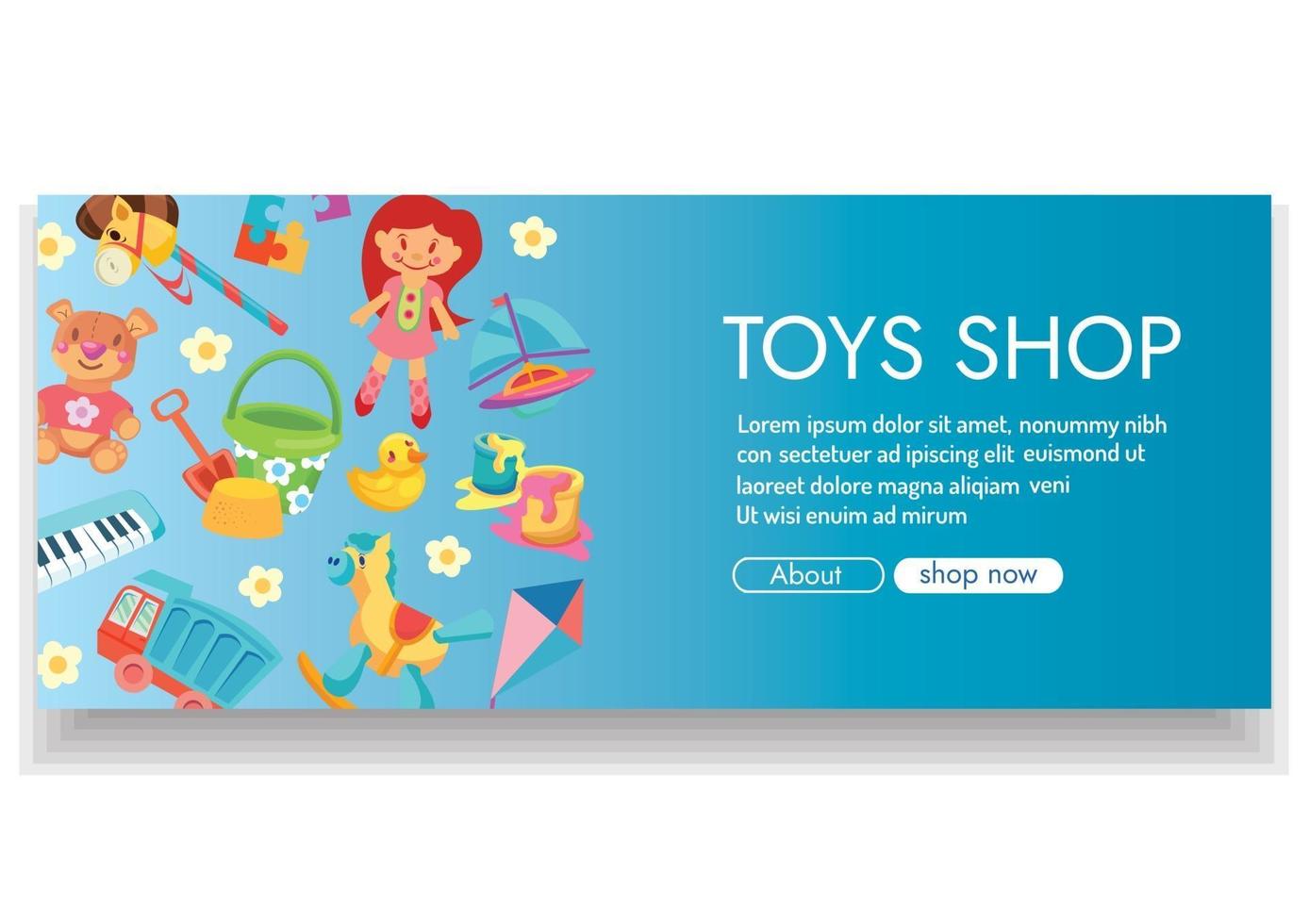 speelgoedwinkel bannerontwerp voor online winkelen vector