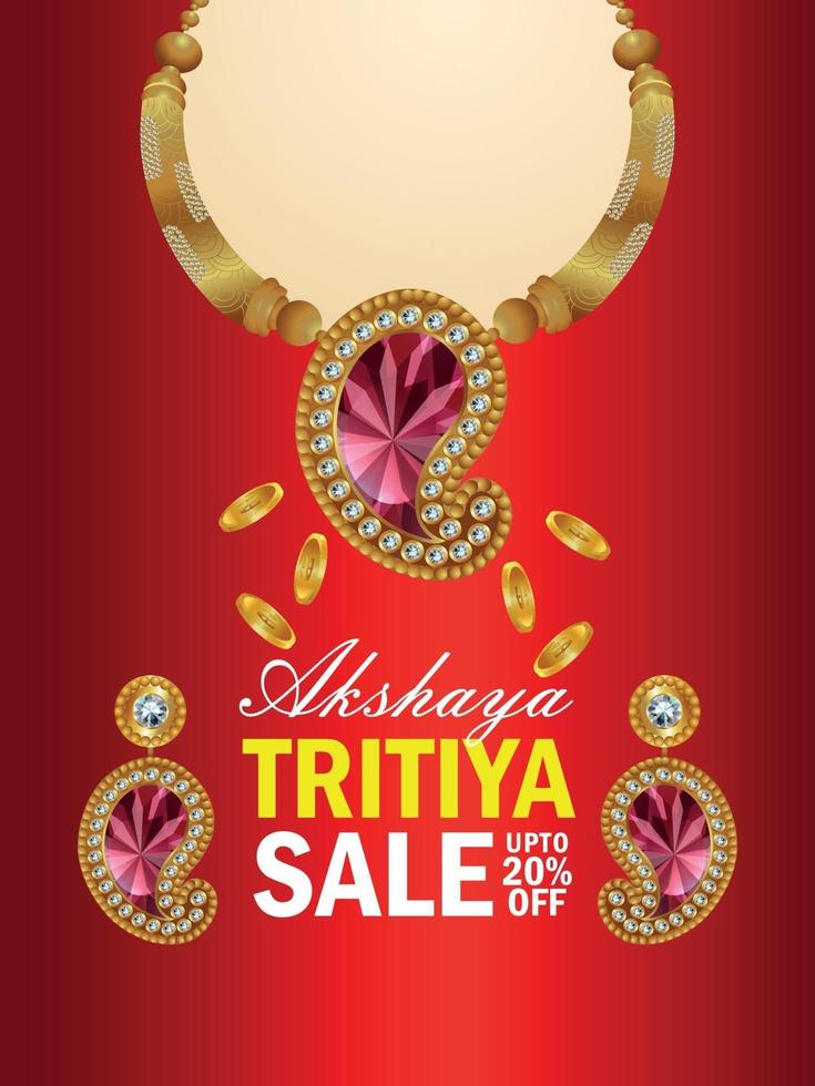 akshaya tritiya indiase sieraden verkoop flyer met gouden munt en ketting vector