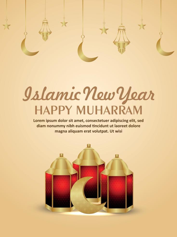 realistische islamitische nieuwe jaarachtergrond met creatieve lantaarn vector