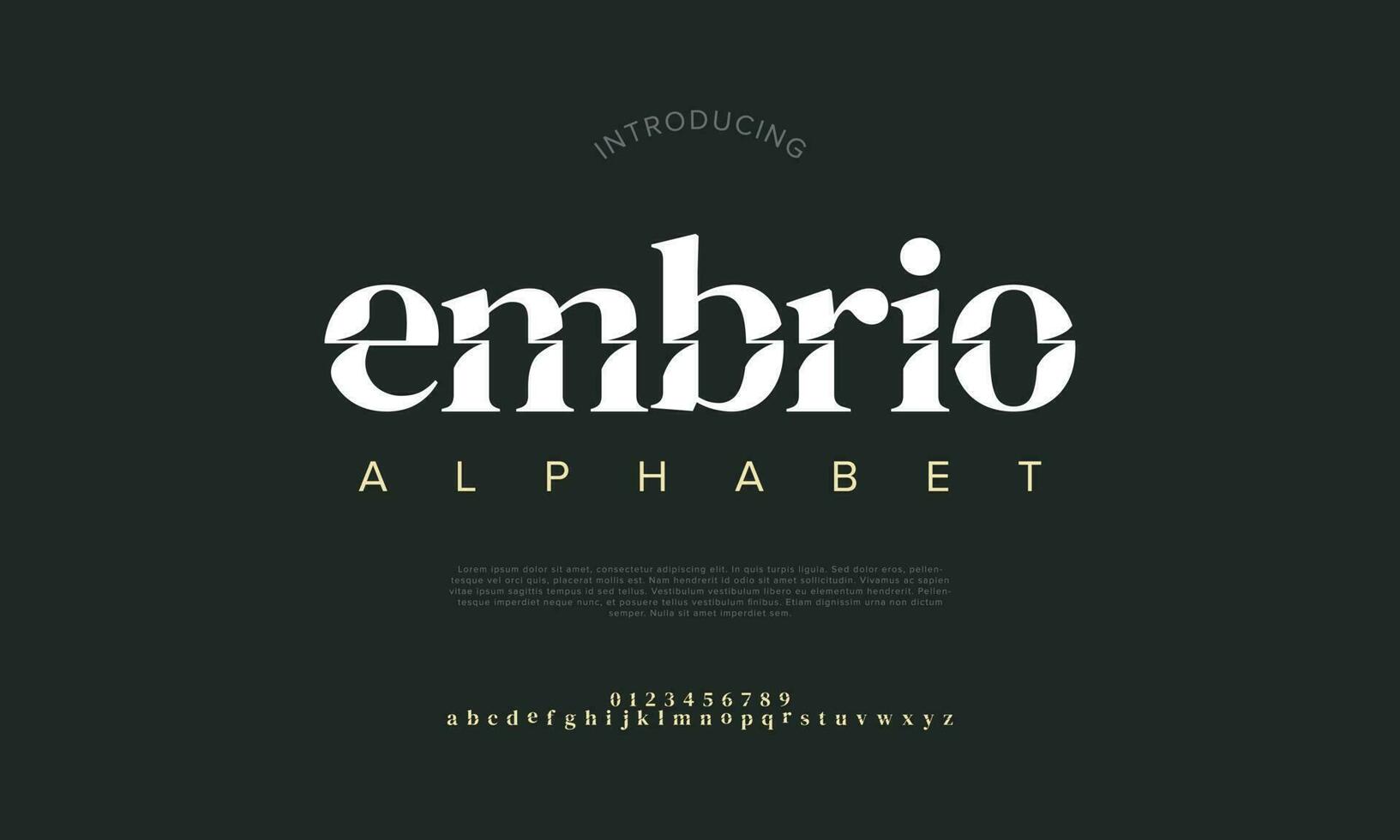 embrio abstract digitaal technologie logo doopvont alfabet. minimaal modern stedelijk fonts voor logo, merk enz. typografie lettertype hoofdletters kleine letters en nummer. vector illustratie
